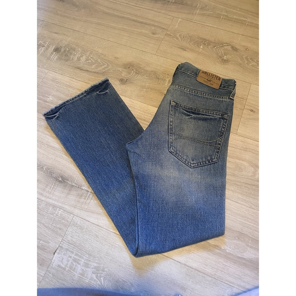 Hollister Boomer Low Rise Slim Boot Jeans Mens 29x30 Medium Wash Button Fly